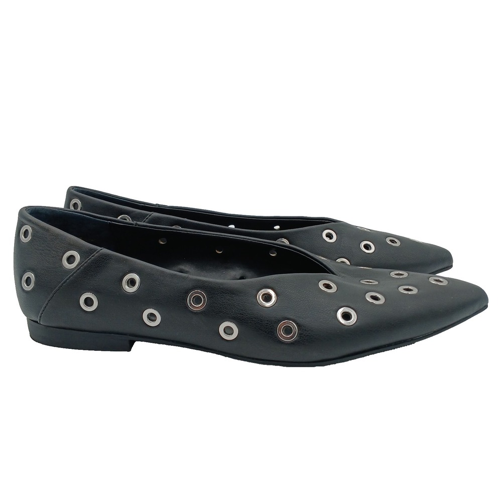 Open Edit Shoes‎ Womens Size 5.5 Black Pointed Toe Flats Grommet Eyelet Studs